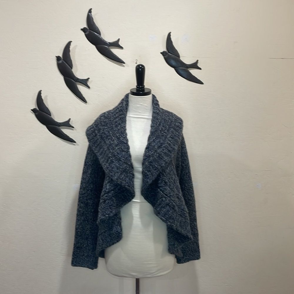 Anthropologie Elsamanda Wool Blend Shawls Collar Open Waterfall Cardigan - M - Picture 1 of 13